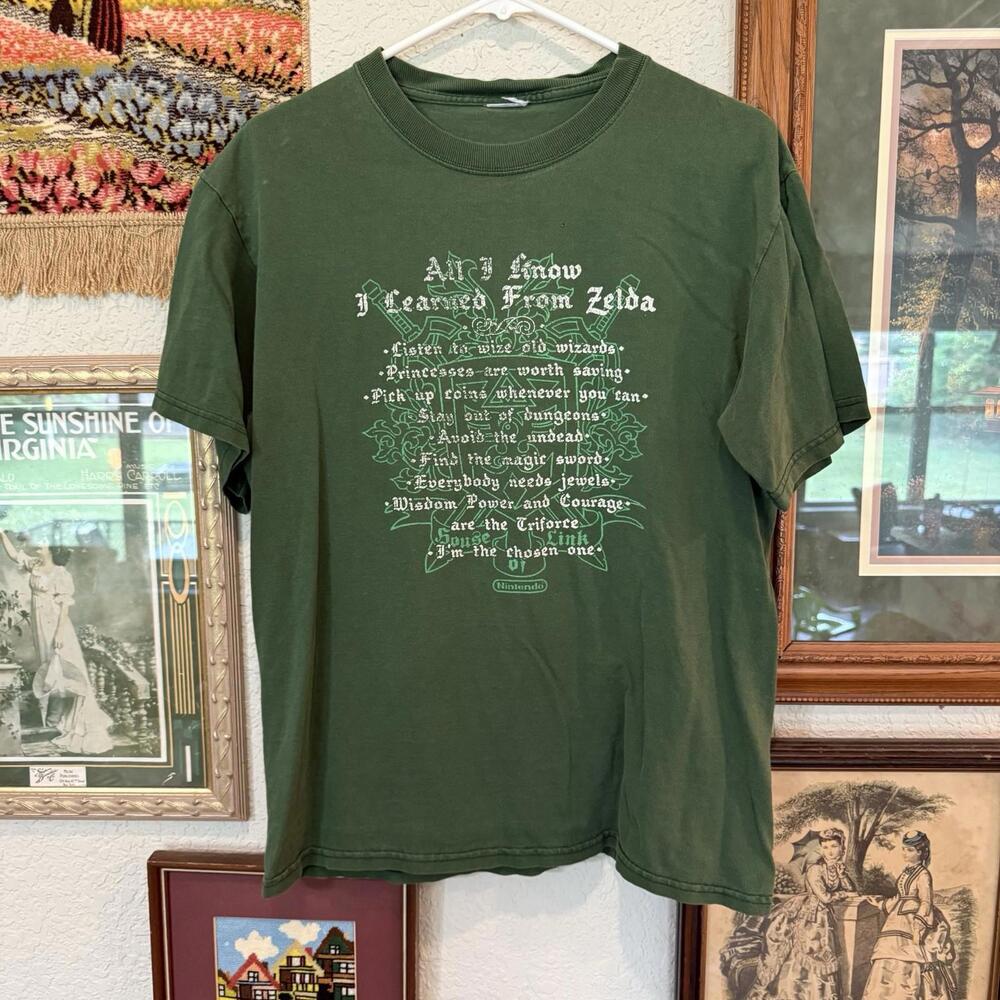 Vintage 90s/00s All I Know I Learned From Zelda Nintendo Shirt Size Medium